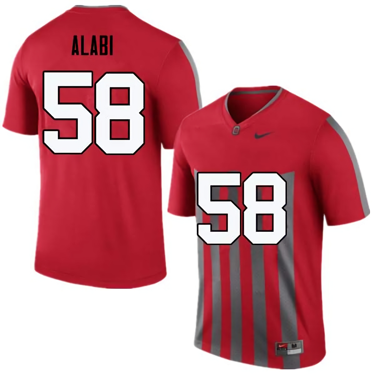 Joshua Alabi Ohio State Buckeyes Men's NCAA #58 Nike Throwback Red College Stitched Football Jersey OHB1856AG